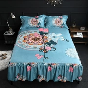 Bộ chăn ga gối đệm giường đơn mảnh 1,5 m bảo vệ 1,8 bộ bộ chăn ga gối trơn hoa sen mùa hè chống bụi - Váy Petti
