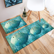 Màu xanh Bắc Âu strips Địa Trung Hải carpet vòng thảm ngủ cạnh giường ngủ chăn nhà bếp thảm không trơn trượt máy có thể giặt