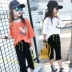 Bộ đồ bé gái mùa hè ngắn tay 2019 cotton mới quần short trẻ em hai dây quần áo nữ lớn trẻ em phiên bản Hàn Quốc - Phù hợp với trẻ em Phù hợp với trẻ em