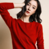 Mùa xuân và mùa thu thấp cổ áo len nữ đoạn ngắn cashmere áo len Hàn Quốc phiên bản của lỏng hoang dã cổ tròn len áo len thời trang nữ trung niên Áo len