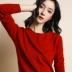Mùa xuân và mùa thu thấp cổ áo len nữ đoạn ngắn cashmere áo len Hàn Quốc phiên bản của lỏng hoang dã cổ tròn len áo len Áo len