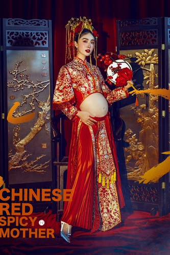 Ретро одежда для беременных подходит для фотосессий, китайский стиль, дракон и феникс