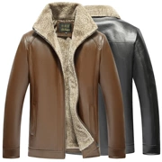 Mùa thu và mùa đông áo khoác da mới cộng với áo khoác da nhung dày cho nam trung niên áo khoác da nam ấm áp