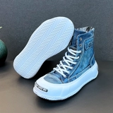 Martens, мужские осенние дышащие трендовые джинсовые модные короткие сапоги, в корейском стиле, увеличивают рост, модель 2023 года