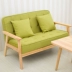 Sofa gỗ rắn mùa đông và mùa hè sofa đôi sử dụng phòng khách căn hộ nhỏ sofa tiết kiệm không gian đơn giản hiện đại sofa vải Nhật Bản - Ghế sô pha