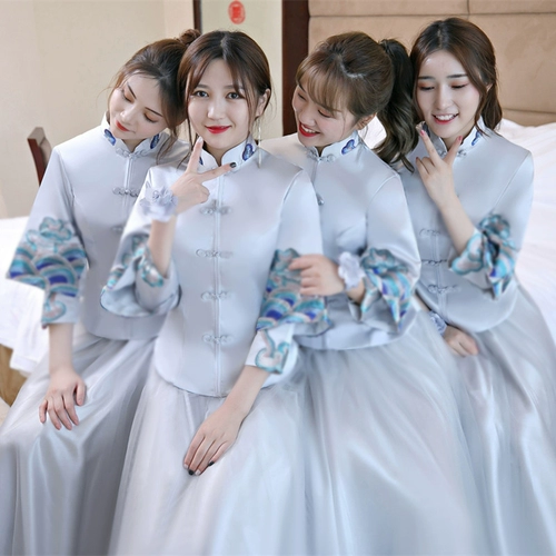 Длинное платье подружки невесты, свадебное платье, вечернее платье, весенняя юбка, китайский стиль