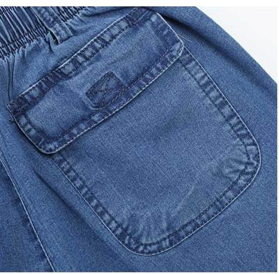 Mùa hè phần mỏng trung niên đàn hồi eo jeans nam cộng với phân bón tăng thợ hàn quần cotton loose làm việc quần Cao bồi