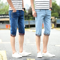 Mùa hè cắt quần short nam mùa hè denim 7 điểm quần thanh niên Slim Hàn Quốc phiên bản của bàn chân nhỏ của người đàn ông quần mỏng quần đùi nam