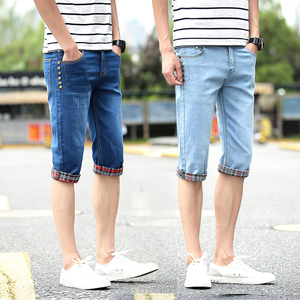 Mùa hè cắt quần short nam mùa hè denim 7 điểm quần thanh niên Slim Hàn Quốc phiên bản của bàn chân nhỏ của người đàn ông quần mỏng