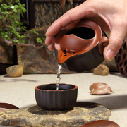 Bộ trà đơn giản màu tím cát nhanh chóng cốc một nồi một tách của nhà sáng tạo 1 chén kungfu trà gốm đặt trà bát
