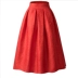 ins siêu hot váy mùa thu phụ nữ retro eo cao váy Hepburn nhỏ màu đỏ váy xếp ly chữ A chiều dài trung bình váy phồng - Váy
