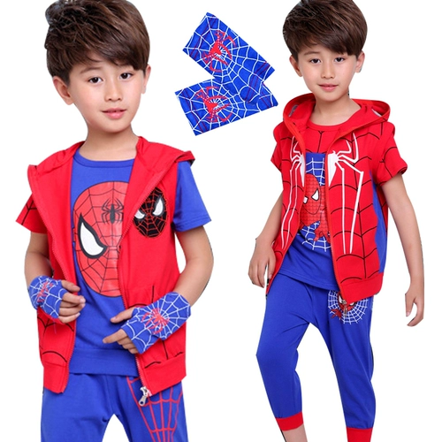 Летняя одежда, летний тонкий комплект для мальчиков, коллекция 2021, короткий рукав, 3 предмета