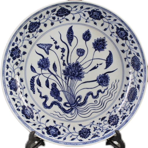 Система годы Diming Xuande имеет голубое и белое пластинское антикварное антикварное антикварное старое PO