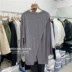 Dongdaemun Hàn Quốc mua cùng loại vải lanh sống mỏng mỏng chống nắng khe rộng áo thun dài tay 200609 - Áo phông dài