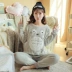 Phiên bản Hàn Quốc dễ thương ngọt ngào của đồ ngủ người lớn kích thước lớn dành cho nữ mùa xuân và mùa thu mỏng san hô lông cừu lông cừu flannel phù hợp với mùa đông pijama đôi Bộ Pajama