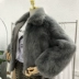Phiên bản Hàn Quốc của mùa đông lông cáo lông tay áo nữ kèn tay ngắn lỏng ve áo lông phụ nữ dày áo khoác kaki lót lông Faux Fur