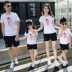 Cha mẹ và con mặc mùa hè 2018 làn sóng mới đầy đủ nhà tình yêu t-shirt gia đình gói một gia đình của ba bốn mẹ và con gái