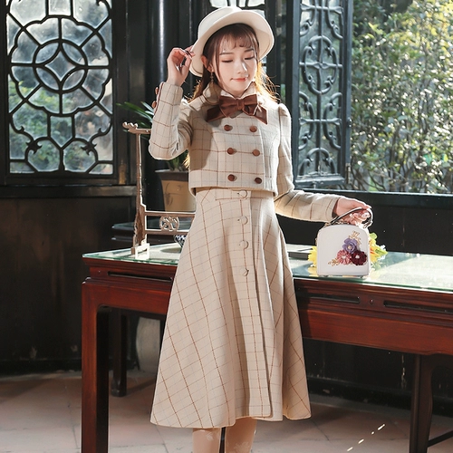 Шерстяной осенний демисезонный комплект, ретро приталенная куртка, платье без рукавов, увеличенная толщина