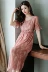 Shen Yidu Mùa hè năm 2021 Váy dài trung niên mới của phụ nữ Mùa hè ngắn tay in Váy sang trọng 9218 - Váy dài