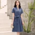 Deep Yidu 2019 hè mới dành cho nữ mùa hè mid-length váy ngắn tay áo ren cotton 831 - Váy dài