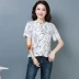 Shen Yidu Xuân / Hè 2021 thời trang mùa hè mới của phụ nữ áo thun cotton và vải lanh kết hợp hàng đầu 8213 - Áo sơ mi