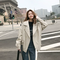 2018 đầu mùa thu mới chic đầu máy pu leather quần áo nữ Hàn Quốc phiên bản của lỏng thường dài tay áo khoác da ngắn áo triều ao khoac da nu