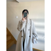 Двусторонний расширенный кашемир, длинное шерстяное пальто, изысканный стиль, средней длины