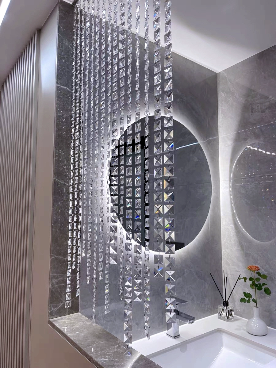 Màn hình hạt pha lê sang trọng trong suốt không đục lỗ phòng khách phòng ăn vách ngăn rèm phòng tắm nửa tường tủ giày màn hình pha lê rèm hạt nhựa giả pha lê Rèm hạt