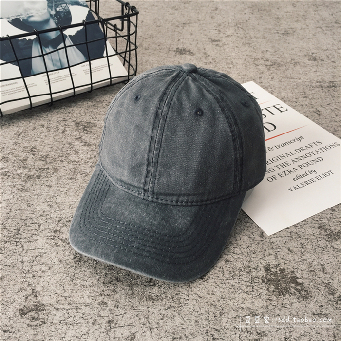 Dark GreyHat female summer Korean version Versatile Solid color Baseball cap ins washing sunshade peaked cap summer student male street tide