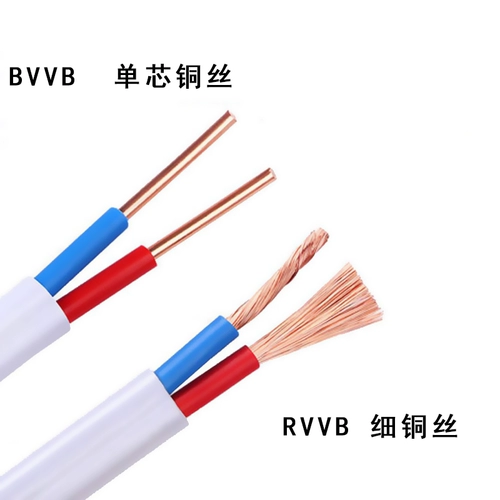 Медный ядро ​​национальный стандарт BVVB RVVB 2 Core x1.0 1,5 2,5 4 6 квадратных линий белый дом