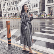 Áo len nữ phần dài Hàn Quốc phiên bản 2018 new loose kẻ sọc mùa thu và mùa đông dày đầu gối hai mặt áo len áo phao nữ dáng ngắn hàn quốc