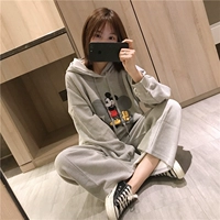 Весенний лонгслив для беременных с капюшоном, спортивные штаны, комплект, в корейском стиле