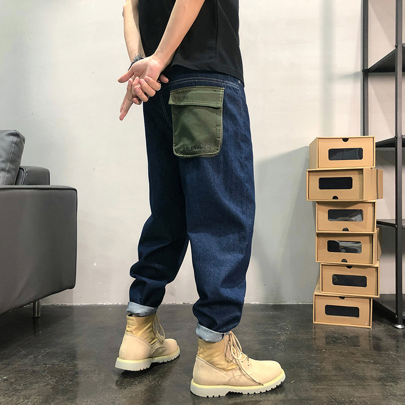 Hong Kong high-end trendy brand loose wide-leg Japanese dad workwear jeans for men, 9/10 spring/summer casual Harem pants Application Scenario