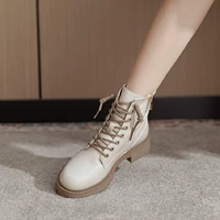 Martens, Tide, короткие сапоги, ботинки со шнурками, из натуральной кожи, коллекция 2022, подходят для весны и осени, широкий устойчивый каблук