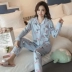 Đồ ngủ phụ nữ mùa xuân và mùa thu mùa hè cotton dài tay cardigan mỏng Hàn Quốc phiên bản của XL ladies tháng dịch vụ nhà phù hợp với các kiểu đồ bộ mặc ở nhà đẹp Bộ Pajama
