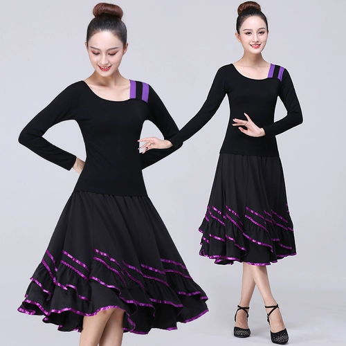 Комплект, весенняя осенняя танцующая длинная юбка для пожилых людей, средней длины