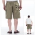 Mùa hè trung niên cha quần short mặc 7 điểm và một nửa quần cotton 40 tuổi 50 trung niên trên đầu gối bảy quần người đàn ông lỏng lẻo