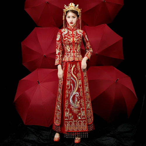 Традиционный свадебный наряд Сюхэ, вечернее платье, свадебное платье, ципао, дракон и феникс, коллекция 2023