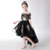 Đầm trẻ em một bên vai công chúa váy cô gái lông đen chủ nhà biểu diễn catwalk váy cho bé gái 10 tuổi Váy trẻ em