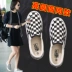 Xuân 2018 mới một đôi giày lười giày kẻ sọc Phiên bản Hàn Quốc của nữ sinh hoang dã giày vải đế bằng
