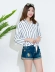 Áo dài xuân hè 2019 tay dài quốc gia có thể xắn tay áo cotton rộng rãi thắt nơ nữ thời trang hoang dã - Áo sơ mi dài tay