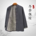 Phong cách Trung Quốc cotton nguyên chất cộng với nhung nam Tang phù hợp với áo khoác dài tay Quần áo phong cách Trung Quốc mùa xuân và mùa thu cũ vải thô Hanfu quần áo nam