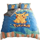 Phim hoạt hình Pikachu pha lê nhung bốn mảnh hai mặt flannel quilt bao dày mùa đông san hô nhung tấm ba mảnh - Bộ đồ giường bốn mảnh chăn ra gối nệm cao cấp Bộ đồ giường bốn mảnh