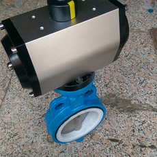 Клапан-бабочка d671f-16气动四氟对夹蝶阀气动阀dn50 65 80 100 125