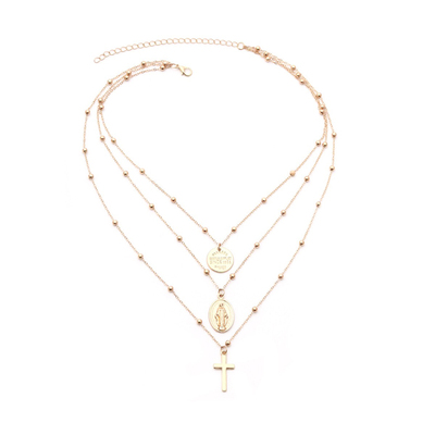 欧美街拍明星款 十字架钱币复古项链 多层次 金/银0627-淘宝网