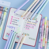 Корейская канцелярские канцелярские товары освещение ручка Morandi Macaron Color Marte Label Notes 6 Цвет двойные головы