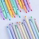 Корейская канцелярские канцелярские товары освещение ручка Morandi Macaron Color Marte Label Notes 6 Цвет двойные головы