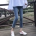 Quần bà bầu mùa xuân mặc cho bà bầu quần jeans ống rộng mùa thu Hàn Quốc mùa xuân và mùa thu chín điểm quần áo bà bầu mùa thu - Phụ nữ mang thai quần / quần bụng Phụ nữ mang thai quần / quần bụng