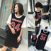Chenchen mẹ gia đình nạp mùa hè giả hai bóng rổ thể thao gió ngắn tay t-shirt mẹ-trong-pháp luật mẹ dài T-Shirt váy Trang phục dành cho cha mẹ và con