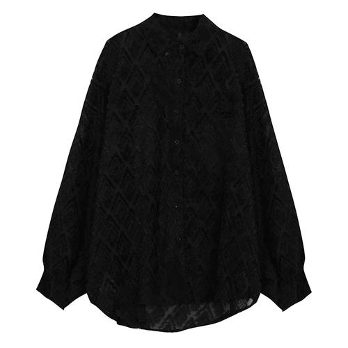Черная демисезонная рубашка, сексуальный расширенный топ, в корейском стиле, изысканный стиль